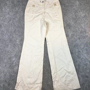 Anthropologie Leifsdottir Pants 8 29 Linen Blend Ivory High Rise Wide Leg Ties